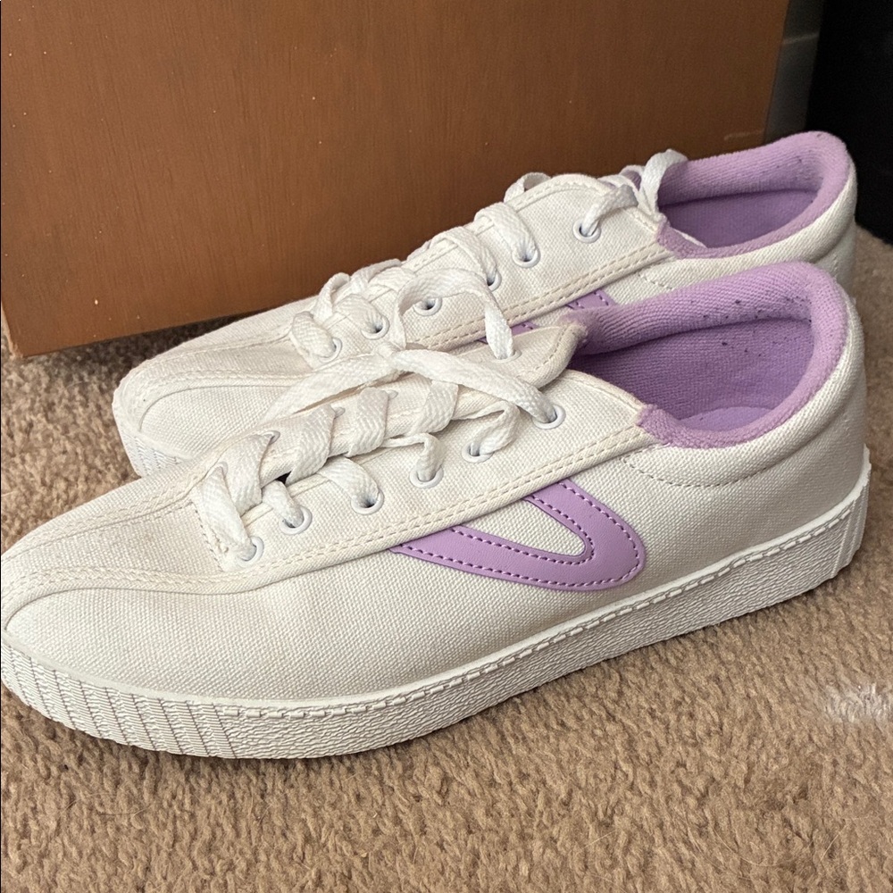 Tretorn Canvas Sneakers with Lavender Highlights